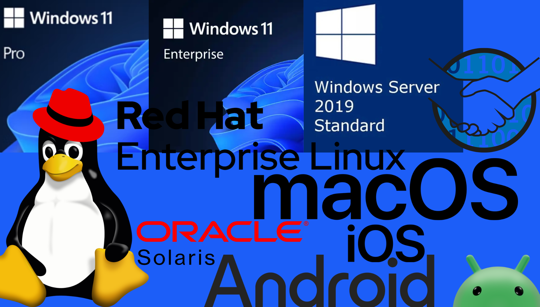 Tux ist von Larry Ewing, Simon Budig, Garrett LeSage

Windows Logos sind vom Microsoft Store. Der Rest ist Public Domain (Trademark).